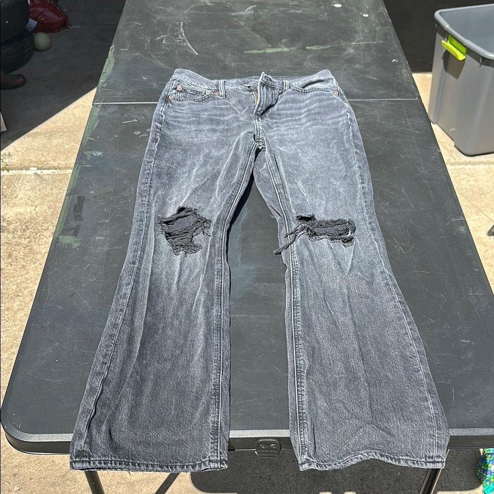 American Eagle Outfitters Black/Grey Flare Wide Leg Jeans